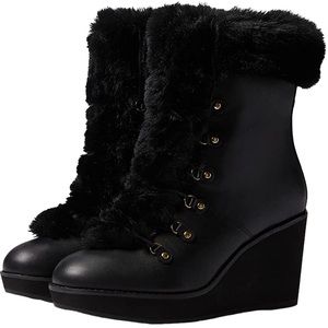 New Ralph Lauren black faux fur boots
